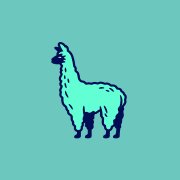 Fat Llama logo: a llama drawing on a teal background